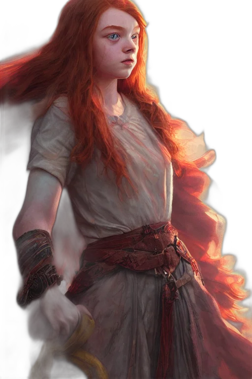 dress, dragon, sword, fantasy art transparent PNG cut-out