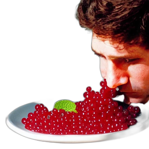food, crown, creature, face, photorealistic, 3d render, man, eats transparent PNG cut-out