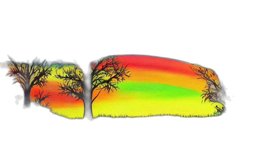 tree, shoes, hair, 3d render, watercolor, rainbow, sundown, painting transparent PNG cut-out