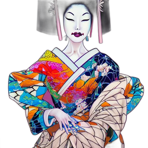 dress, mask, fantasy art, vaporwave, concept art, anime, monochrome, colorful transparent PNG cut-out