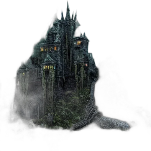 dragon, building, crown, fantasy art transparent PNG cut-out