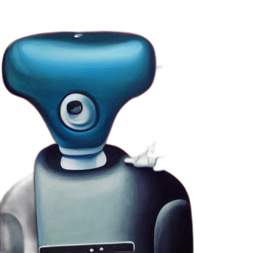 robot, 3d render, surrealist, painting transparent PNG cut-out