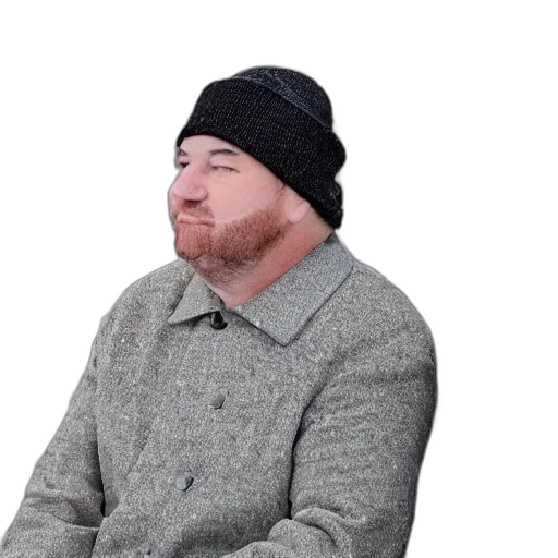 jacket, hat, staff, face transparent PNG cut-out