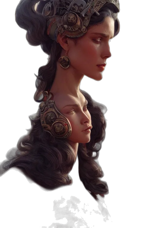 crown, face, jewelry, staff, fantasy art, concept art, photorealistic, oil painting transparent PNG cut-out