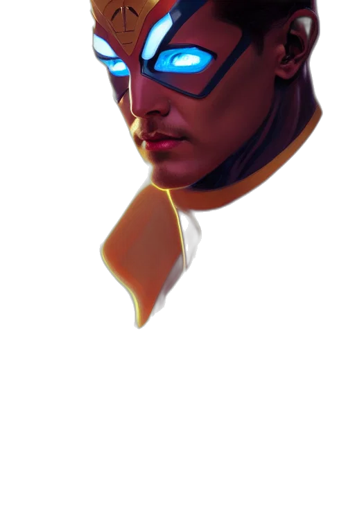 face, mask, crown, robot, concept art, fantasy art, 3d render, photorealistic transparent PNG cut-out