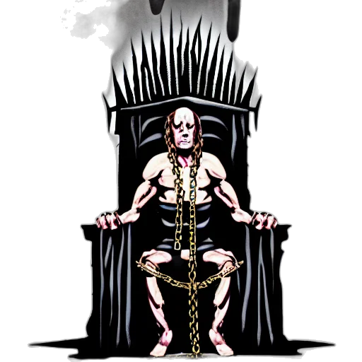 crown, concept art, comic book art, pixel art, fantasy art, someone, chains, front transparent PNG cut-out