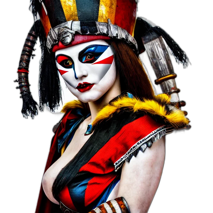 mask, jewelry, staff, fantasy art transparent PNG cut-out