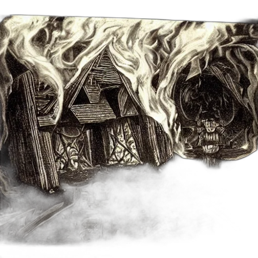 concept art, fantasy art, comic book art, watercolor, fog, fire, forest, night transparent PNG cut-out