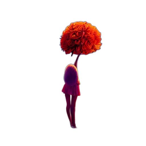 tree, flower, crown, dress, 3d render, concept art, pixel art, photorealistic transparent PNG cut-out