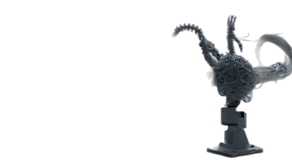 robot, dragon, creature, staff transparent PNG cut-out