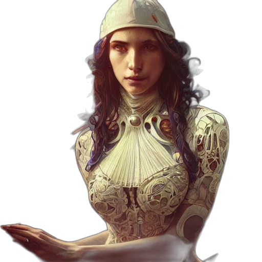 dress, jewelry, hat, face, fantasy art, concept art, photorealistic, pixel art transparent PNG cut-out