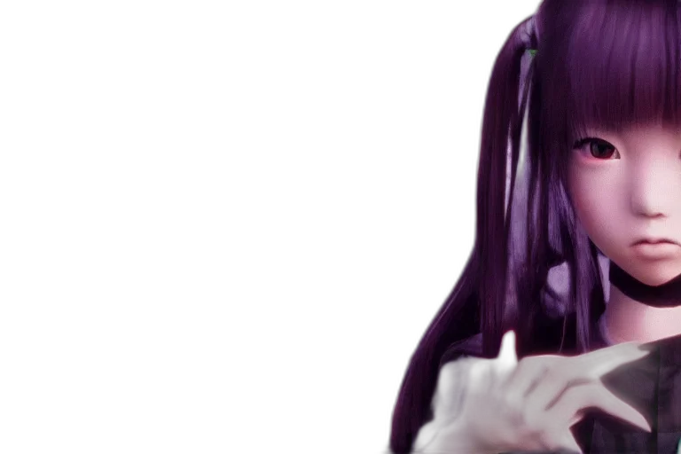 weapon, hair, mask, flower, anime, 3d render, photorealistic, concept art transparent PNG cut-out
