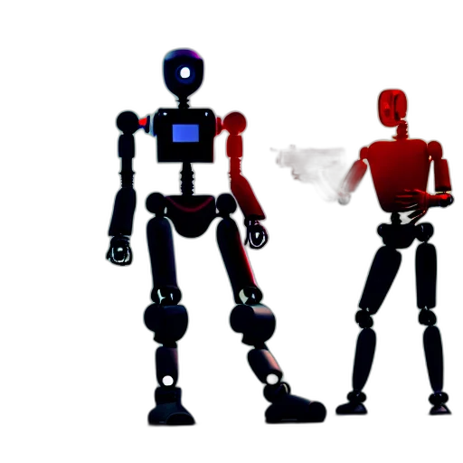 robot, concept art, 3d render, pixel art, cyberpunk, outer space, red, two transparent PNG cut-out
