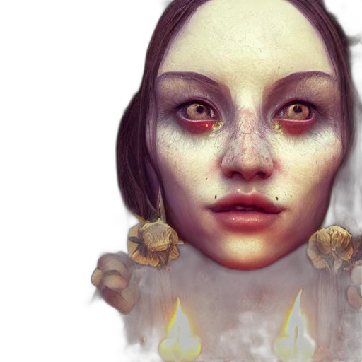 face, mask, fantasy art, concept art, photorealistic, 3d render, fire, golden transparent PNG cut-out
