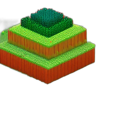 tree, crown, hat, building, 3d render, pixel art, concept art, fantasy art transparent PNG cut-out