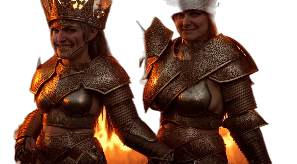 crown, concept art, 3d render, fantasy art, fire, epic, portrait, female transparent PNG cut-out