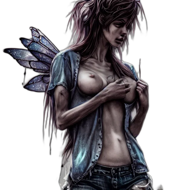 fantasy art, comic book art, concept art, cyberpunk, blue, pastel, full, body transparent PNG cut-out