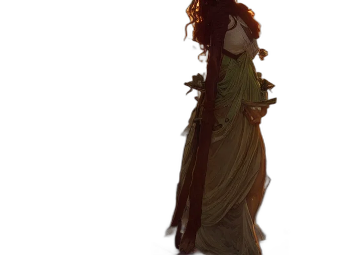 dress, staff, crown, creature transparent PNG cut-out