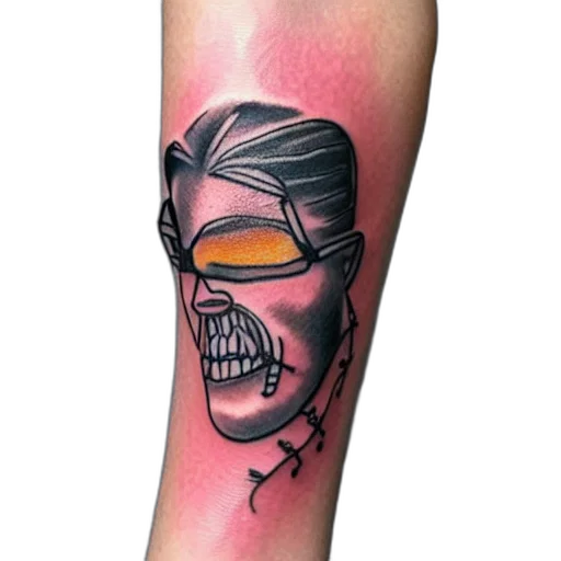 mask, face, cyberpunk, cartoon, comic book art, wack, pen, tattoo transparent PNG cut-out