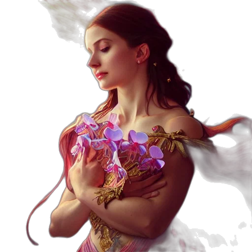 jewelry, dress, fantasy art, photorealistic, concept art, oil painting, pastel, red transparent PNG cut-out