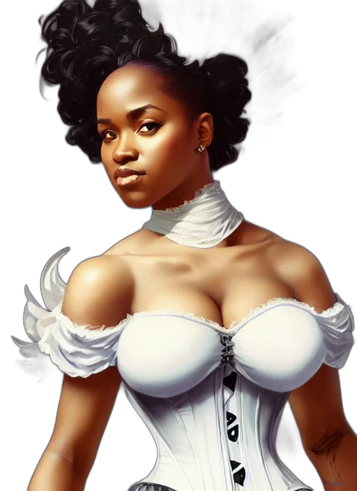 dress, fantasy art, concept art, comic book art, photorealistic, cute, black, woman transparent PNG cut-out