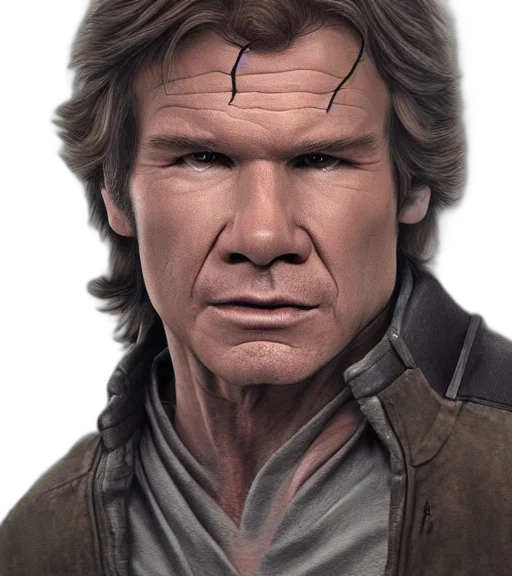 face, hair, staff, jacket, photorealistic, 3d render, concept art, comic book art transparent PNG cut-out