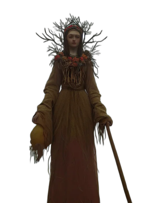 staff, crown, dress, creature transparent PNG cut-out