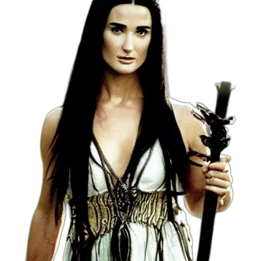 dress, staff, weapon, hair transparent PNG cut-out