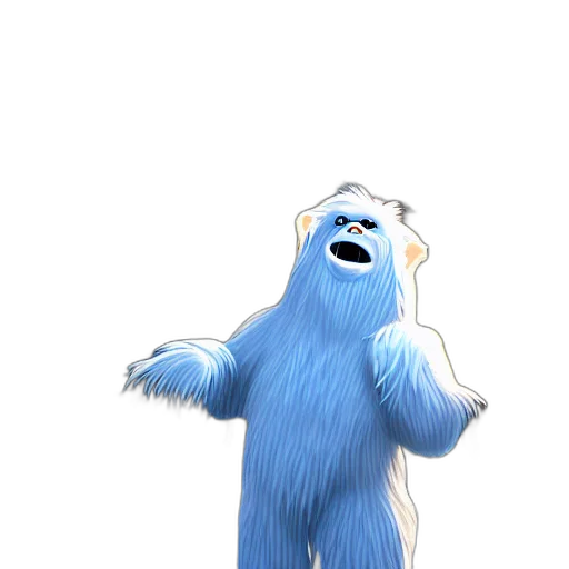 creature, animal, hair, staff, 3d render, concept art, cartoon, snow transparent PNG cut-out
