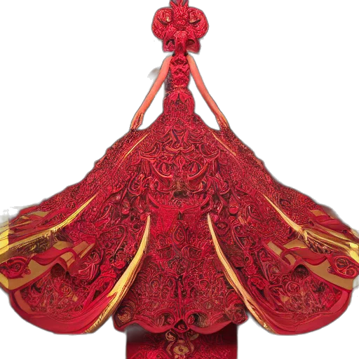 crown, dress, umbrella, mask, 3d render, photorealistic, red, princess transparent PNG cut-out