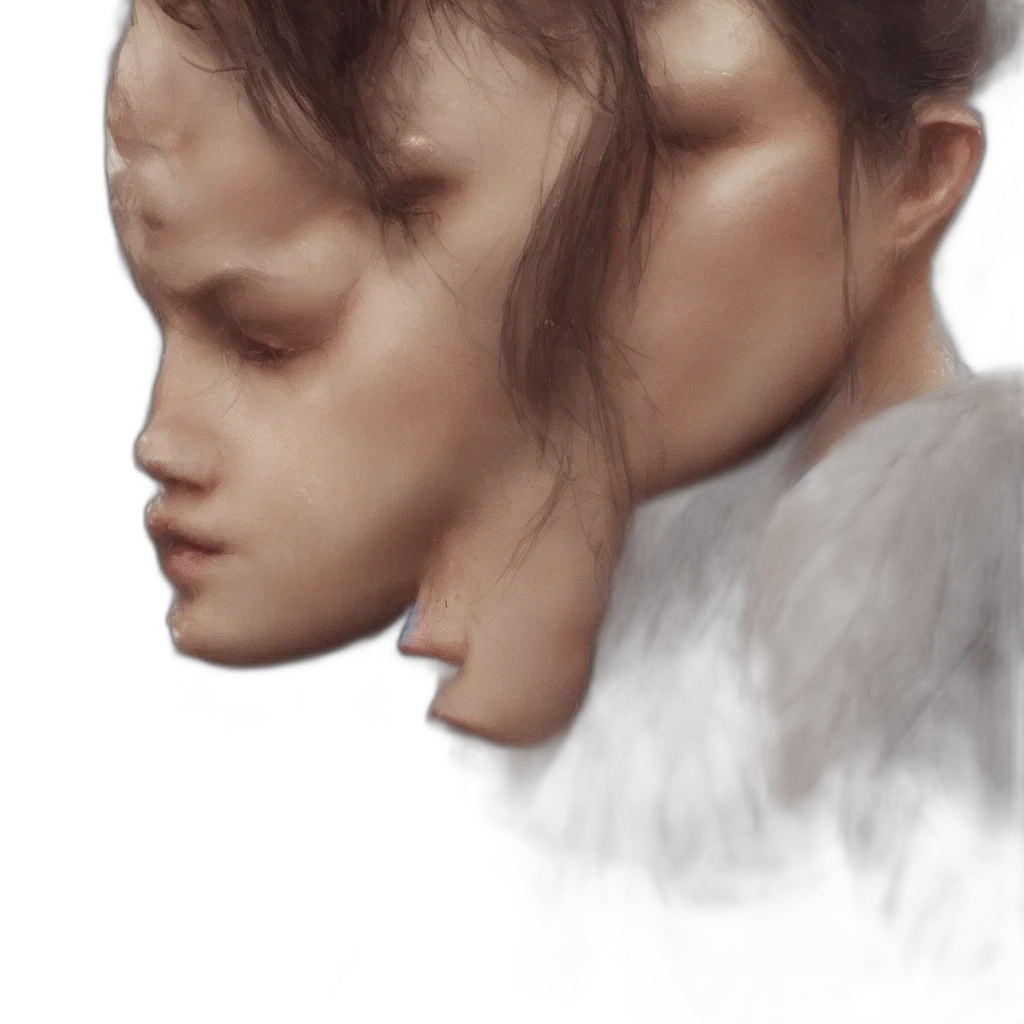 face, hair, mask, crown, photorealistic, concept art, 3d render, oil painting transparent PNG cut-out