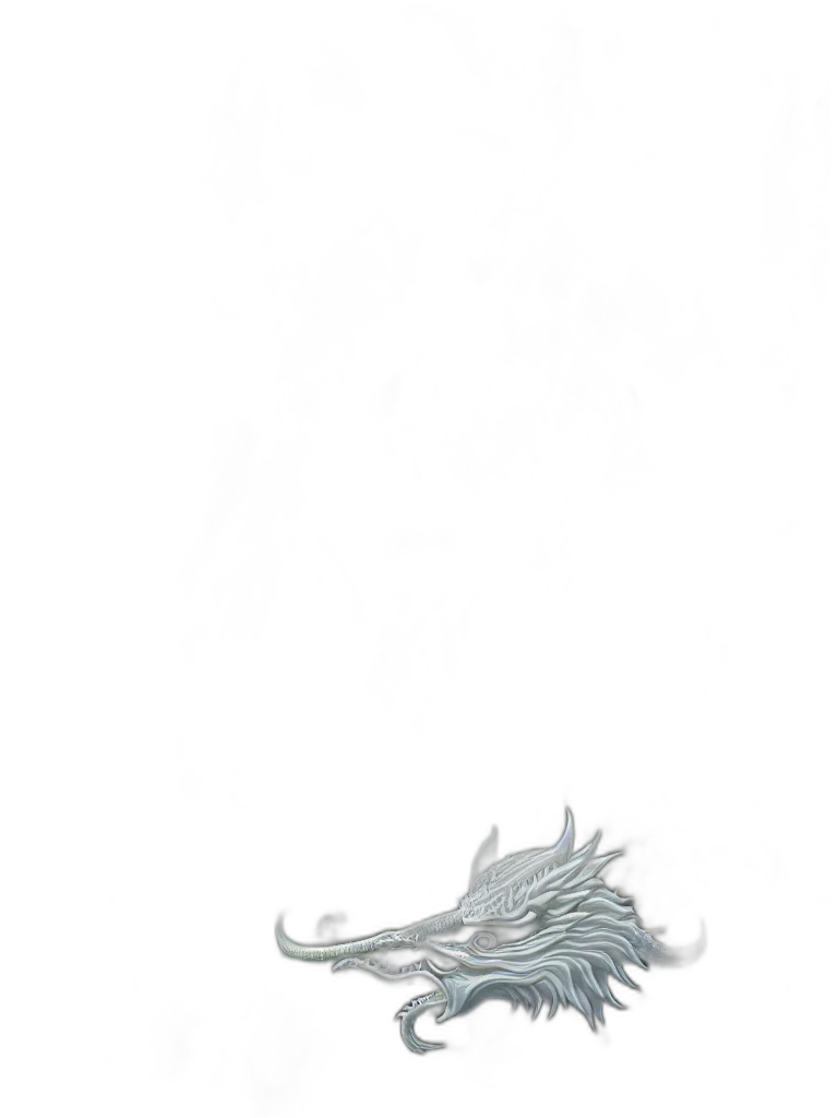dragon, mask, creature, hair, concept art, 3d render, photorealistic, fantasy art transparent PNG cut-out
