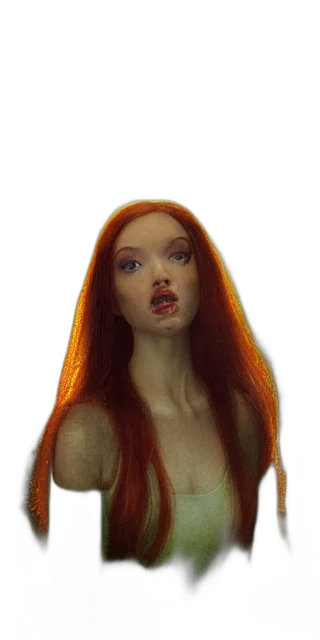 hair, face, dress, creature, photorealistic, 3d render, concept art, fantasy art transparent PNG cut-out