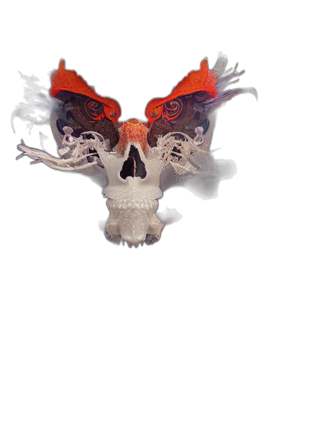 dragon, mask, crown, creature, 3d render, concept art, fantasy art, photorealistic transparent PNG cut-out