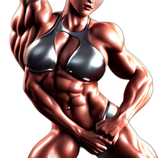 jewelry, photorealistic, comic book art, concept art, 3d render, muscle, girl, chrome transparent PNG cut-out