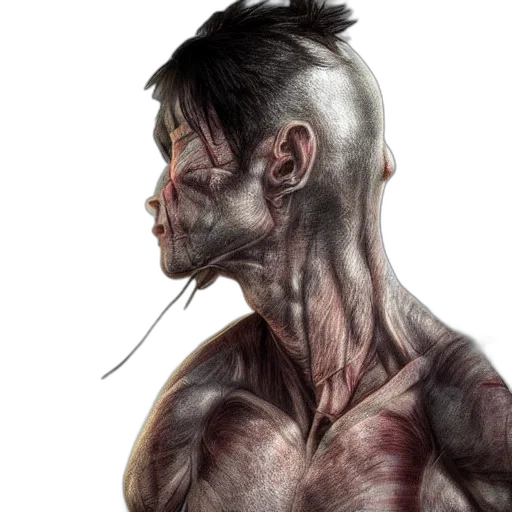 face, concept art, photorealistic, cyberpunk, comic book art, human, right, anatomy transparent PNG cut-out