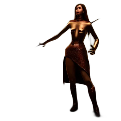 dress, robot, staff, creature, concept art, 3d render, fantasy art, pixel art transparent PNG cut-out