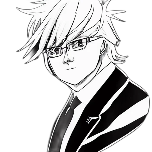 staff, face, cartoon, comic book art, anime, concept art, monochrome, trump transparent PNG cut-out