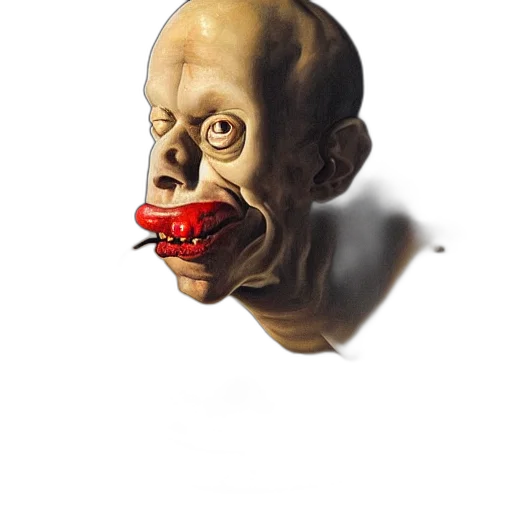 mask, face, creature, staff, 3d render, concept art, photorealistic, watercolor transparent PNG cut-out