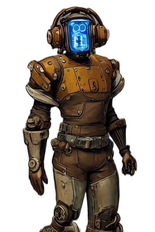 robot, jacket, staff, concept art transparent PNG cut-out