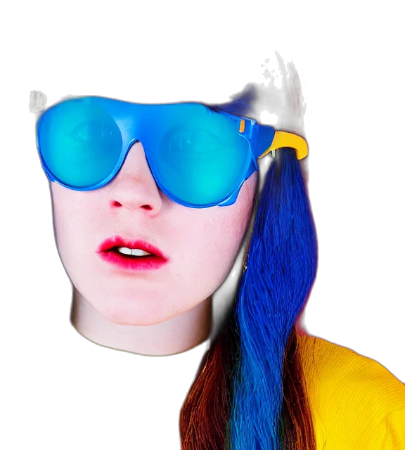 mask, face, hat, hair, 3d render, vaporwave, photorealistic, cyberpunk transparent PNG cut-out