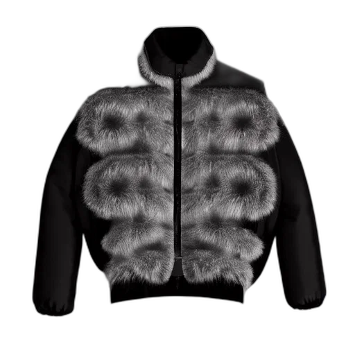 jacket, 3d render, monochrome, autumn, season, led, skin, fluffy transparent PNG cut-out