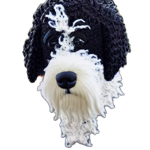 hat, animal, hair, photorealistic, closeup, illustration, knitted, bernedoodle transparent PNG cut-out