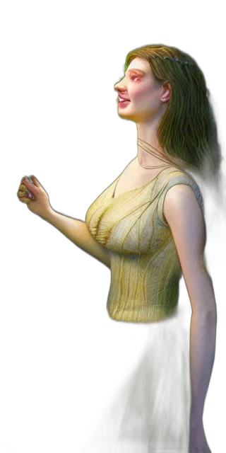 dress, jewelry, face, staff, concept art, photorealistic, fantasy art, 3d render transparent PNG cut-out