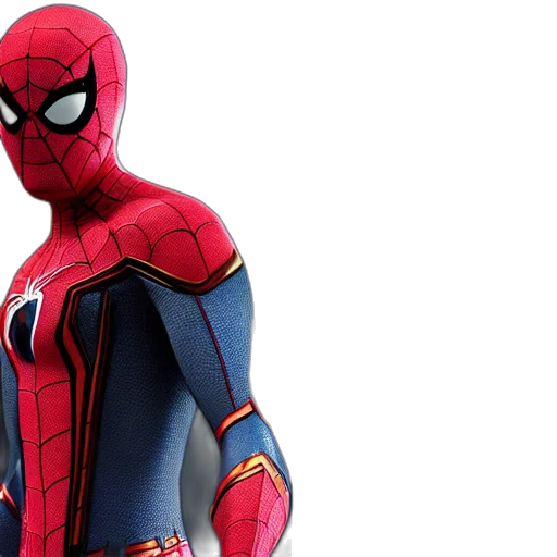 3d render, concept art, photorealistic, hyperdetailed, rendering, spider, man, iron transparent PNG cut-out