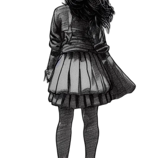 dress, jacket, hair, staff transparent PNG cut-out