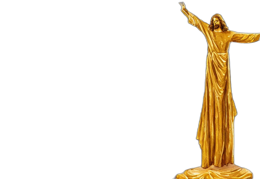 dress, staff, 3d render, golden, watercolor, painting, statue, jesus transparent PNG cut-out