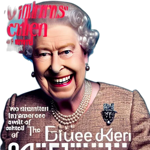 crown, queen, england, grinning, rudely, saying, fuck, raising transparent PNG cut-out