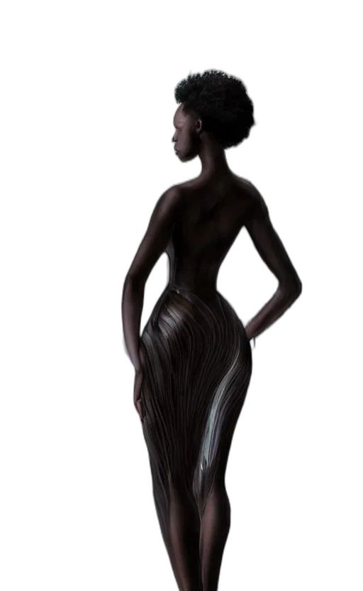 dress, hair, jewelry, 3d render transparent PNG cut-out