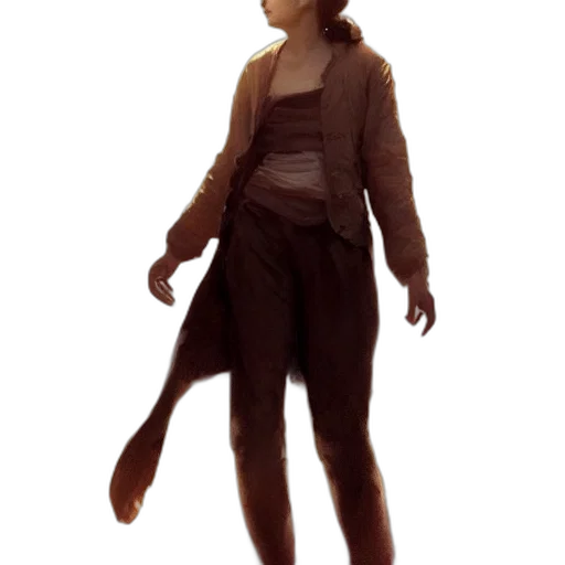 dress, jacket, creature, staff transparent PNG cut-out